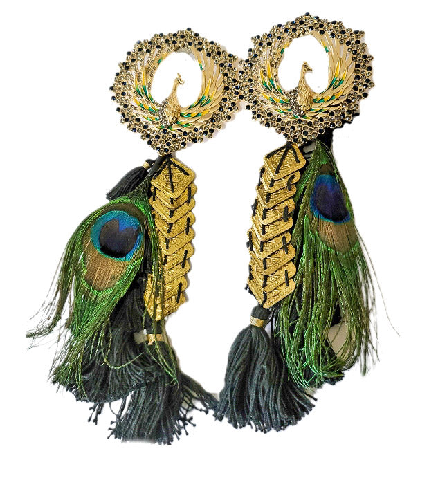 Peacock Tassel Statement Earrings L.Signature Collection by L.Styles
