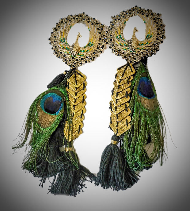 Peacock Tassel Statement Earrings L.Signature Collection by L.Styles