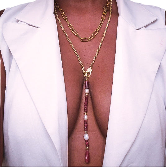 Gemstone Lariat Necklace L.Signature Collection by L.Styles