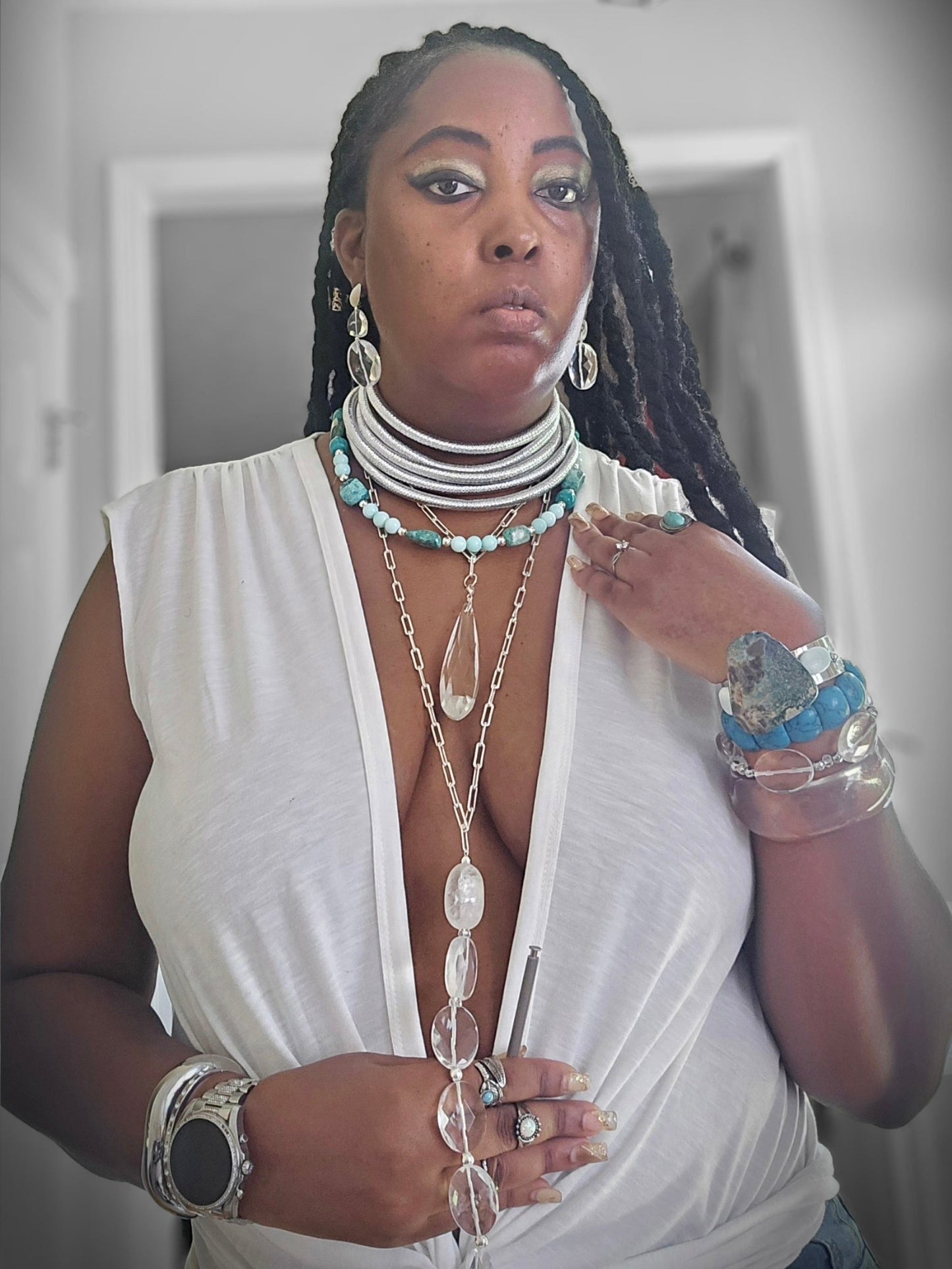 Clear Quartz Pendant Necklace - L.Signature Collection by L.Styles