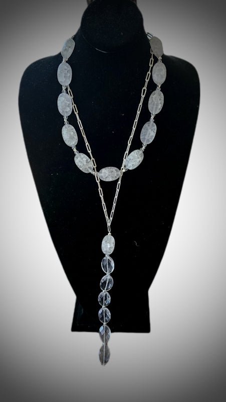 Frosted and Clear Quartz Layered Necklace - L.Signature Collection by L.Styles