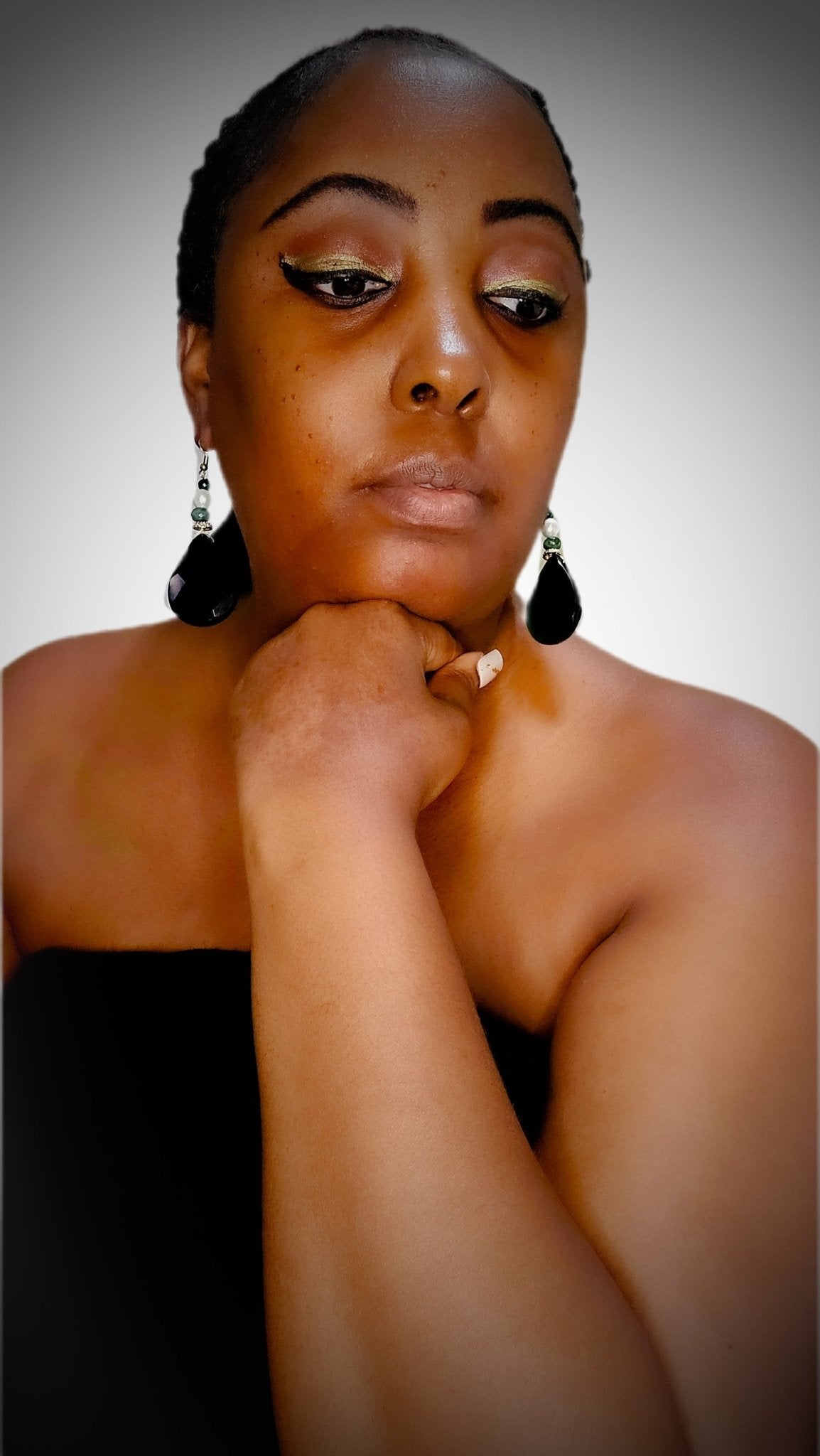 Green Amber and Emerald Drop Earrings - L.Signature Collection by L.Styles