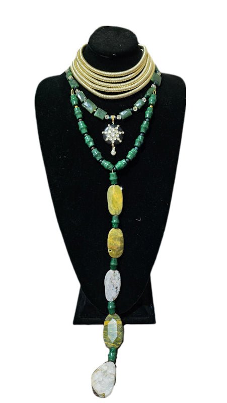 Green Nephrite and Ocean Jade Layered Necklace - L.Signature Collection by L.Styles
