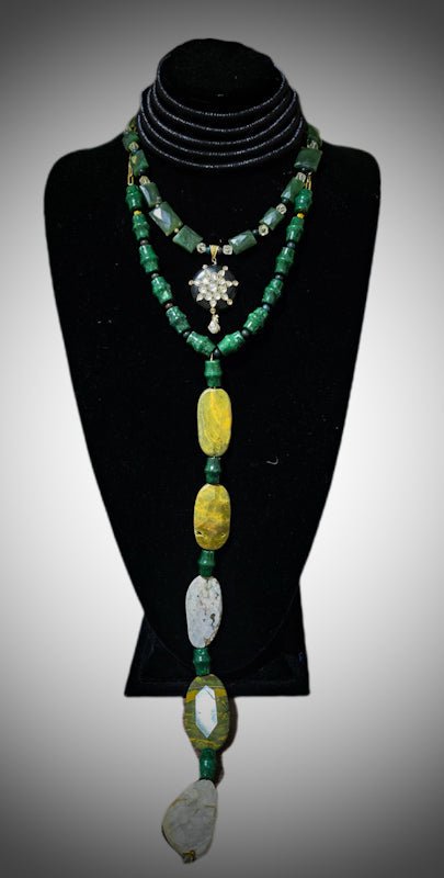 Green Nephrite and Ocean Jade Layered Necklace - L.Signature Collection by L.Styles