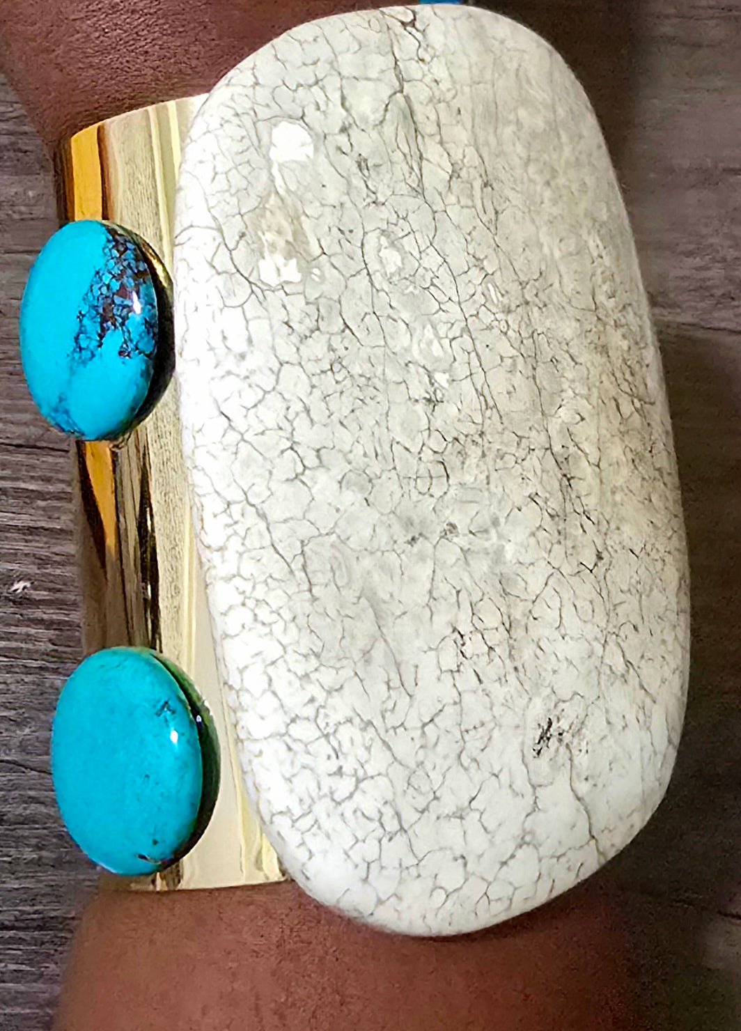 Large White Turquoise Cuff Bangle - L.Signature Collection by L.Styles