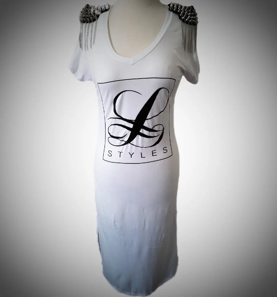 L.Styles' V- Neck Fringe Shoulder Dress L.Signature Collection by L.Styles