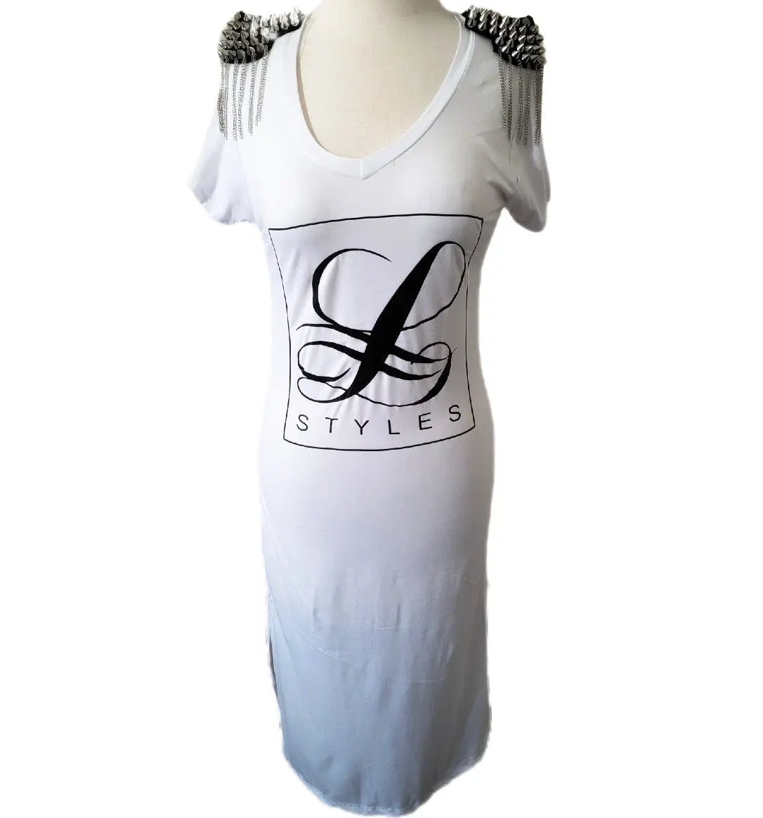 L.Styles' V- Neck Fringe Shoulder Dress L.Signature Collection by L.Styles