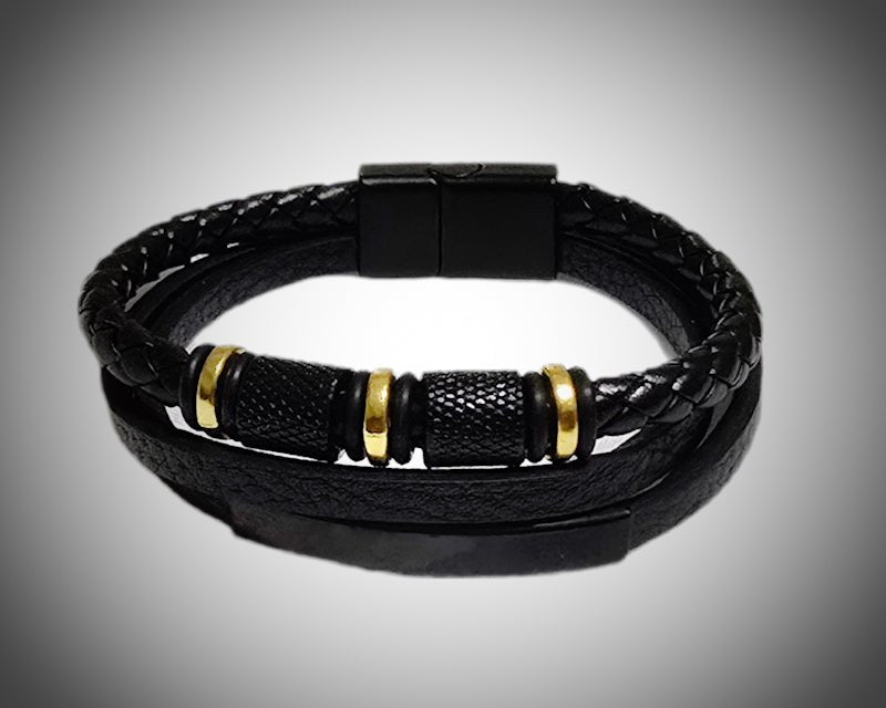 Men's Natural Tibetan Agate and Onyx Bracelet set - L.Signature Collection by L.Styles