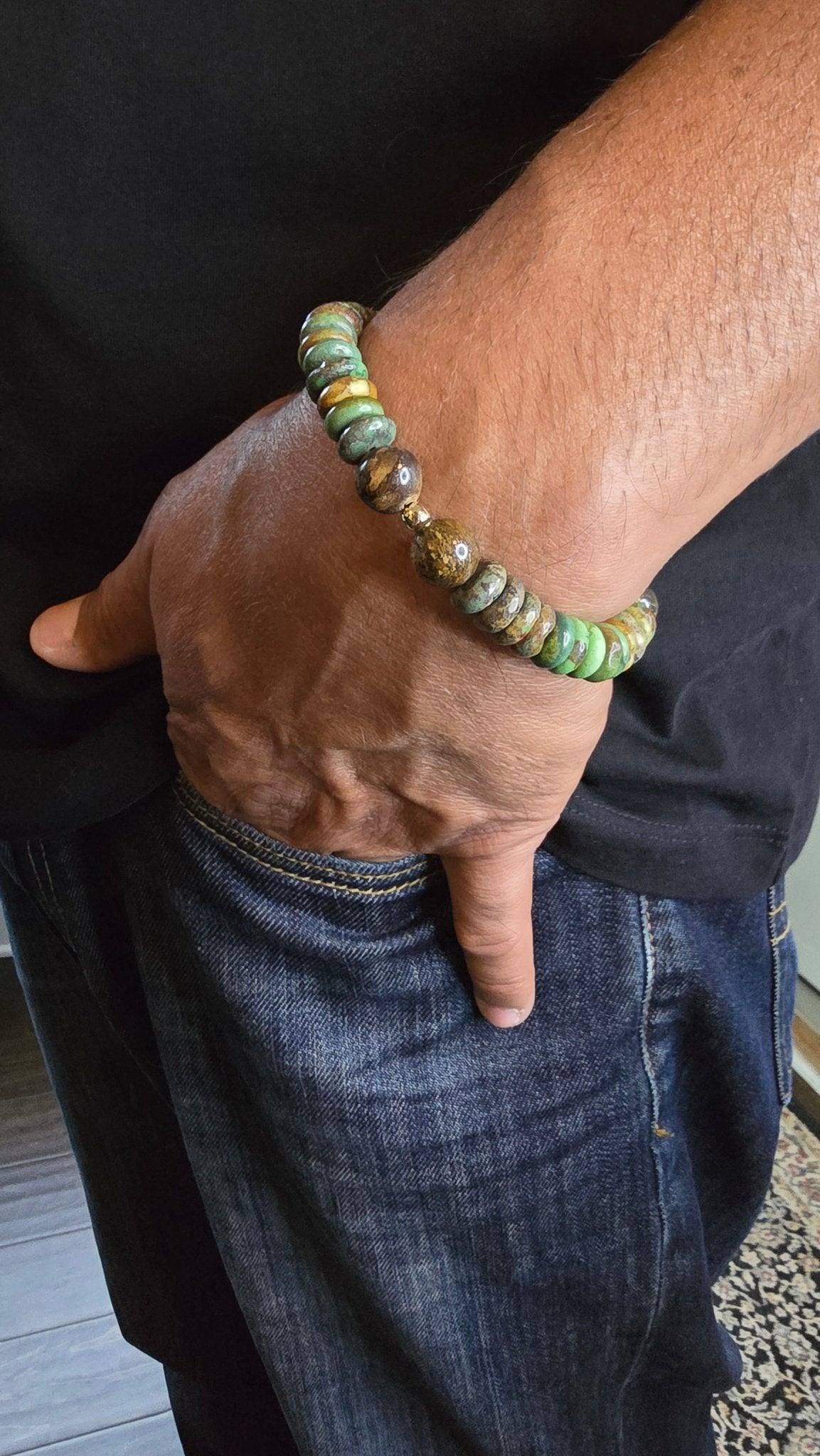 Men's Natural Turquoise and Bronzite Bracelet - L.Signature Collection by L.Styles