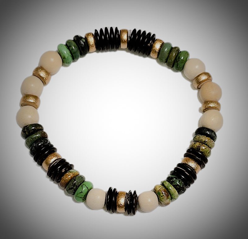 Men's Natural Turquoise and Wood Bracelet - L.Signature Collection by L.Styles