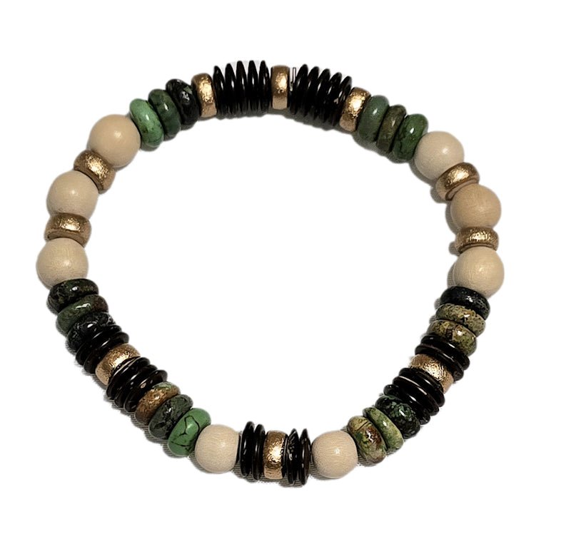Men's Natural Turquoise and Wood Bracelet - L.Signature Collection by L.Styles