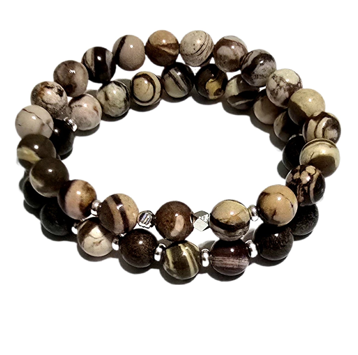 Men's Round striped Tibetan Agate Bracelet set - L.Signature Collection by L.Styles