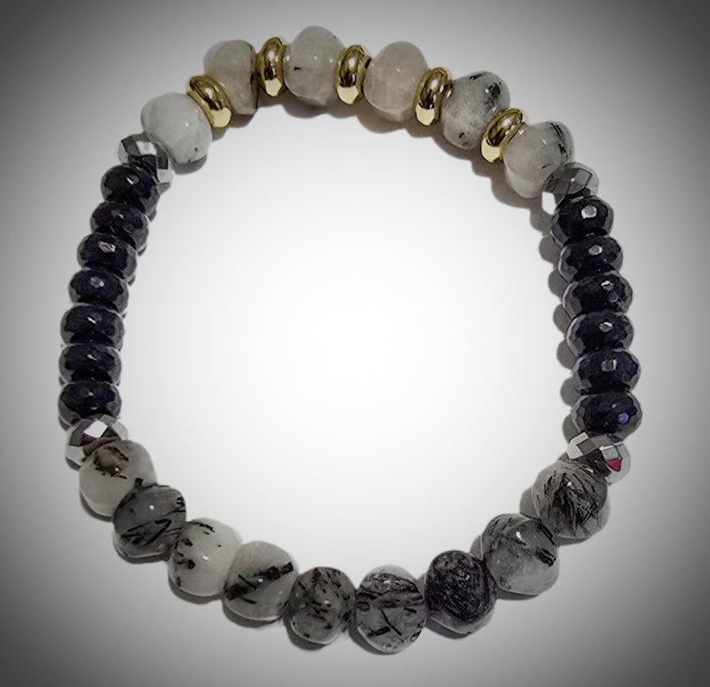 Men's Tourmaline Quartz and Onyx Bracelet - L.Signature Collection by L.Styles