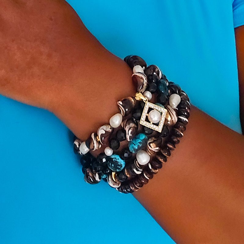 Mother of Pearl and Smoky Quartz Bracelet - L.Signature Collection by L.Styles