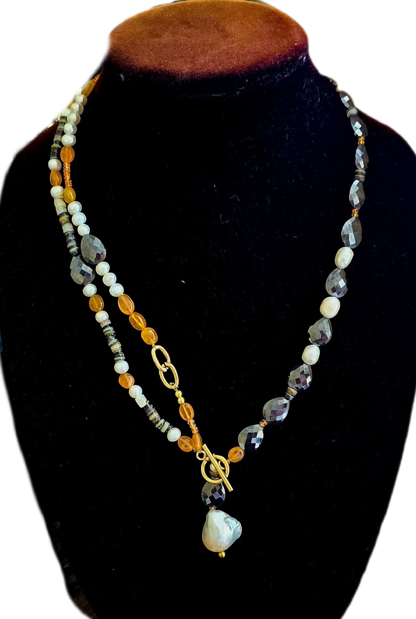 Natural Black Mossanite and Freshwater Pearl Necklace - L.Signature Collection by L.Styles
