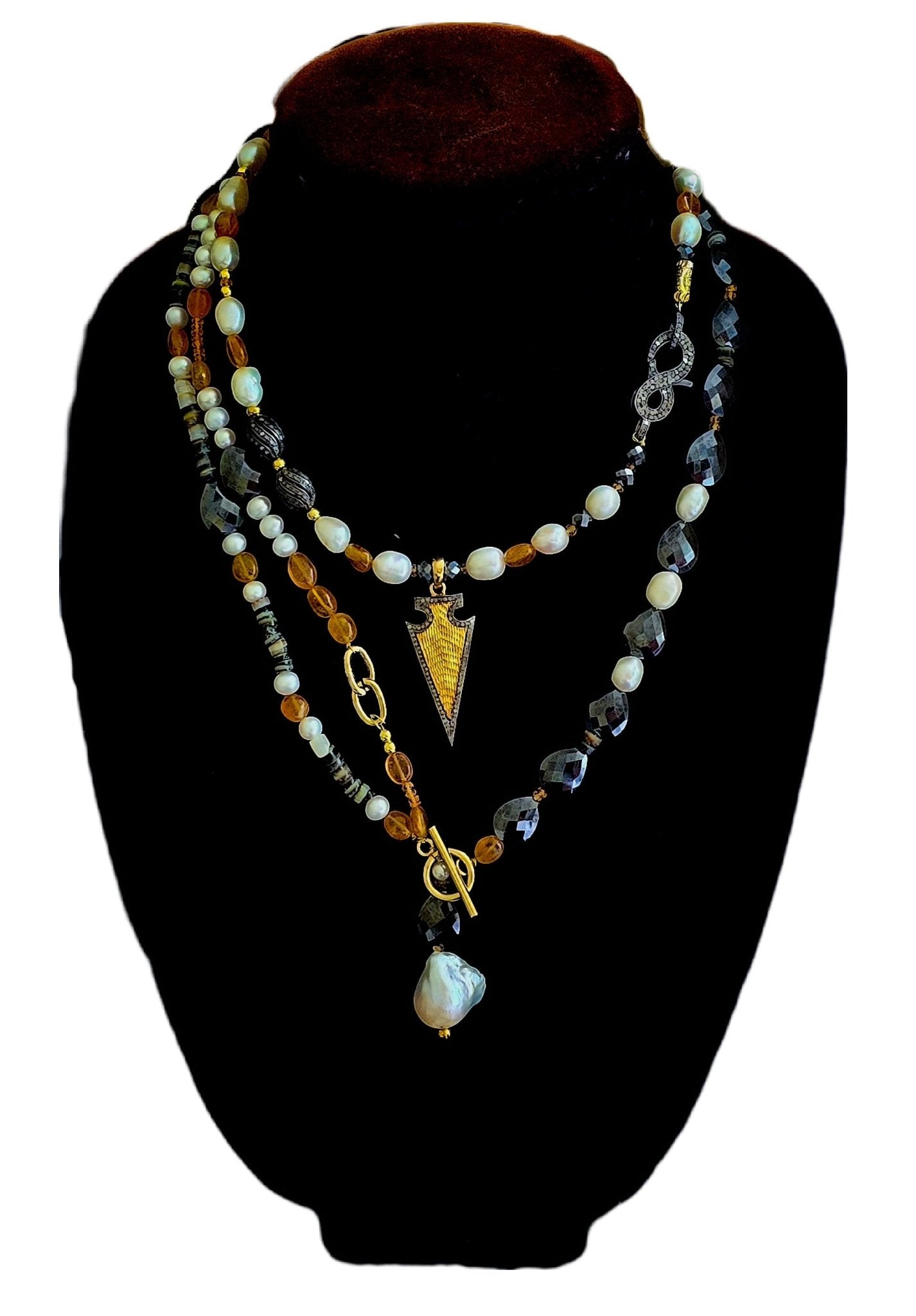 Natural Black Mossanite and Freshwater Pearl Necklace - L.Signature Collection by L.Styles