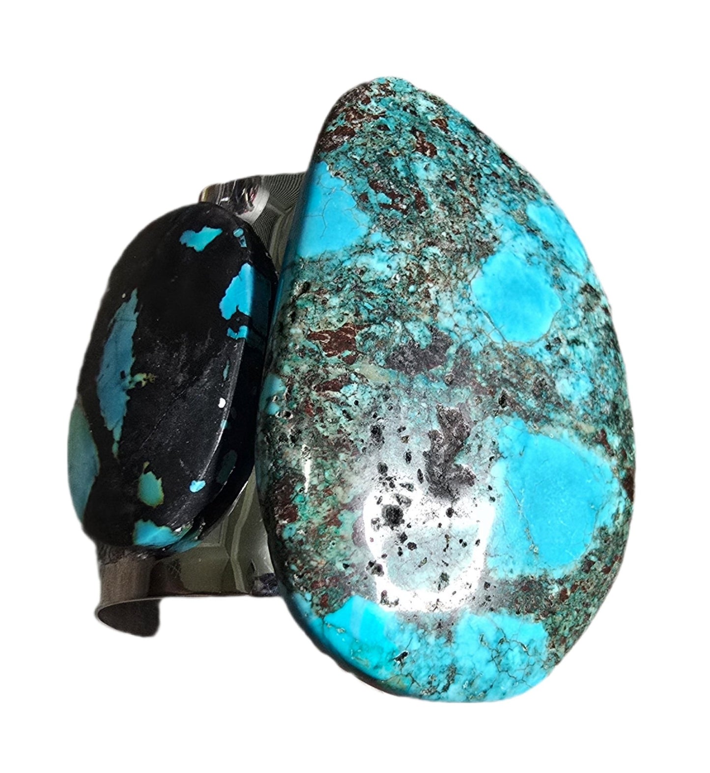 Natural Blue Turquoise and Silver Cuff Bangle - L.Signature Collection by L.Styles