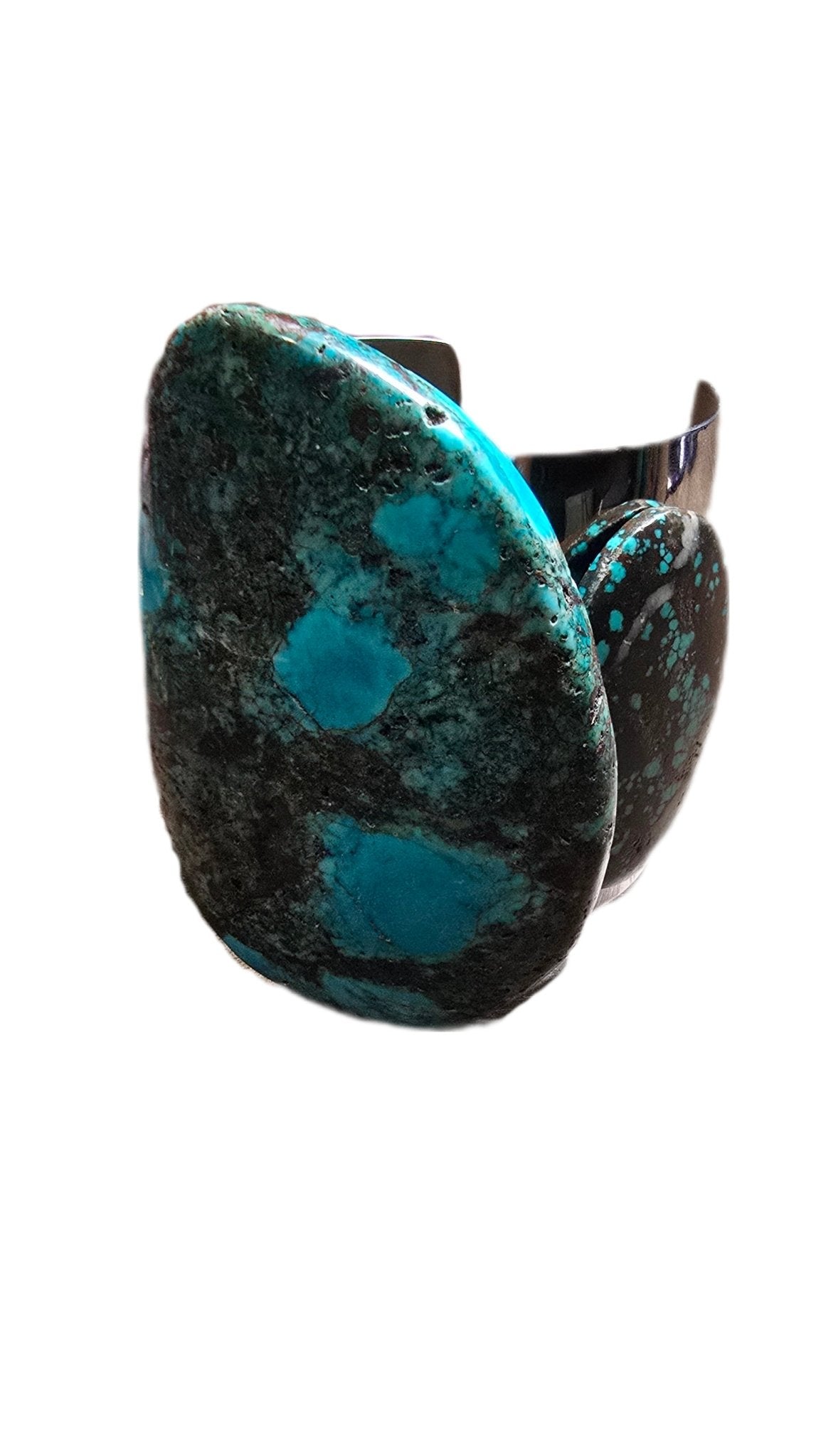 Natural Blue Turquoise and Silver Cuff Bangle - L.Signature Collection by L.Styles