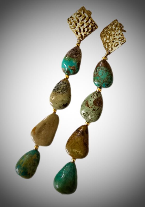 Natural Earthtone Turquoise Earrings - L.Signature Collection by L.Styles