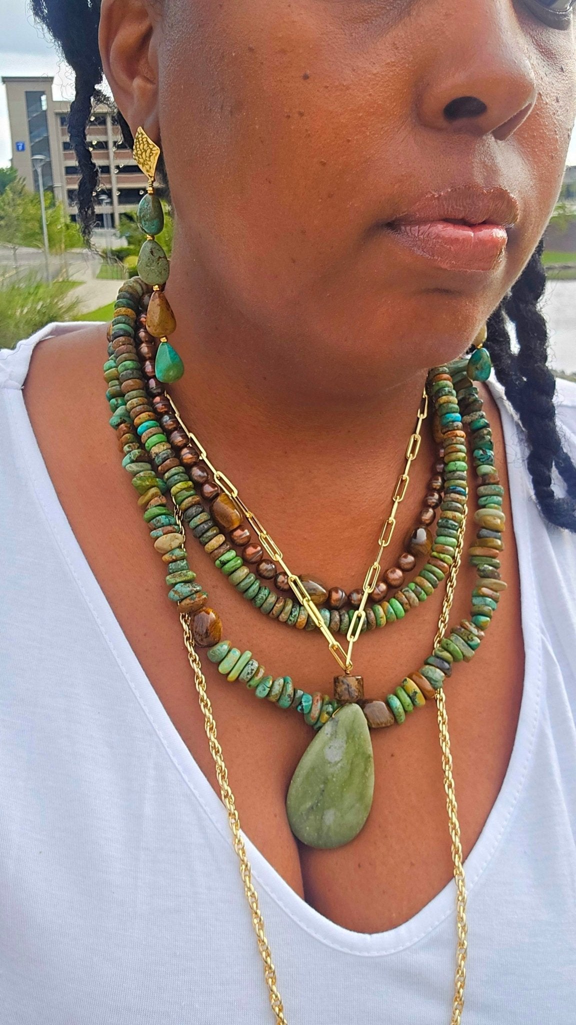 Natural Earthtone Turquoise Earrings - L.Signature Collection by L.Styles