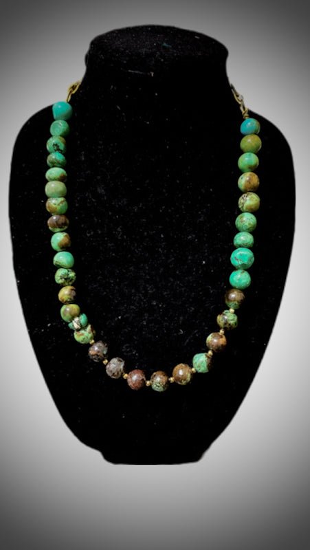 Natural Green and Brown Turquoise Necklace - L.Signature Collection by L.Styles