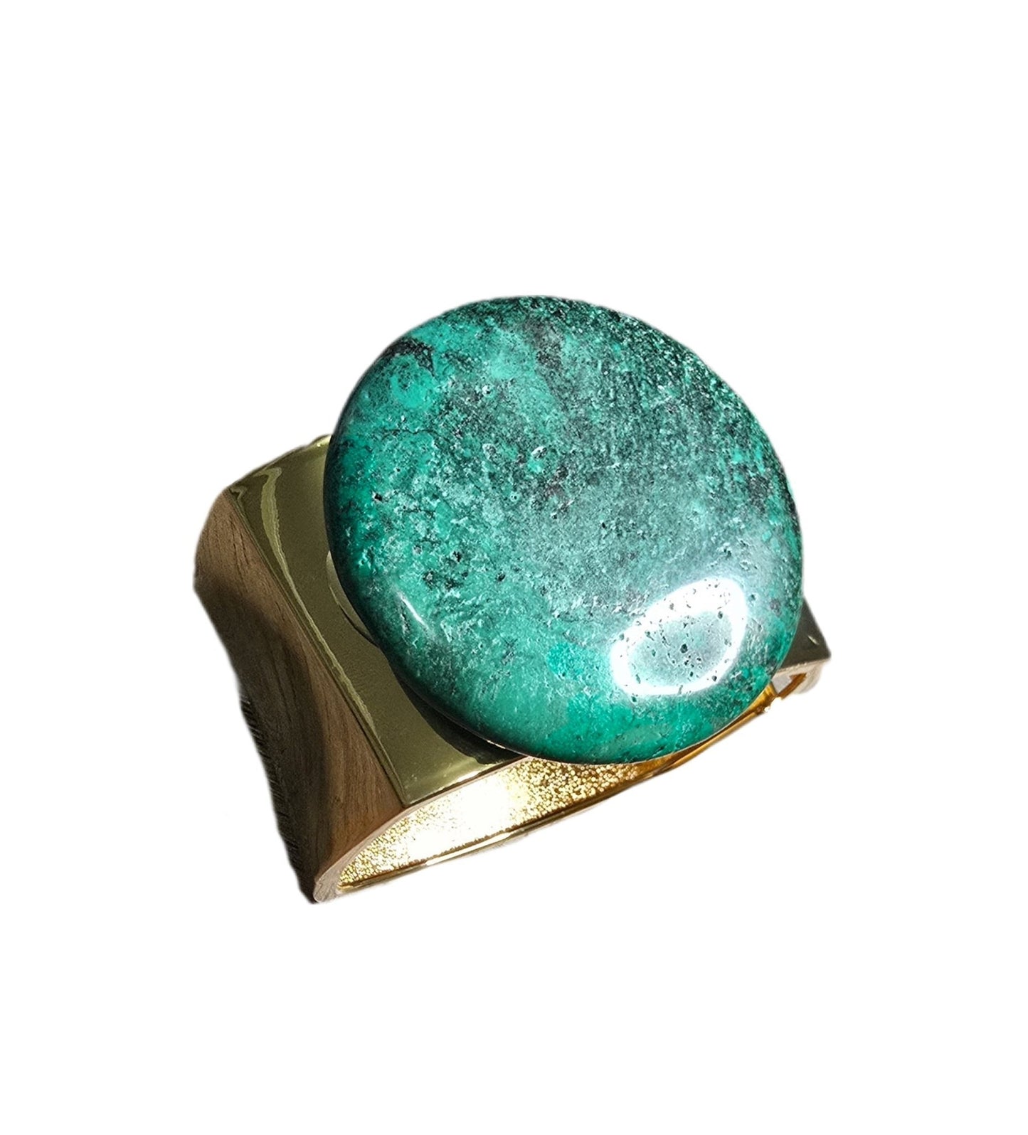 Natural Green Turquoise and Gold Bangle - L.Signature Collection by L.Styles