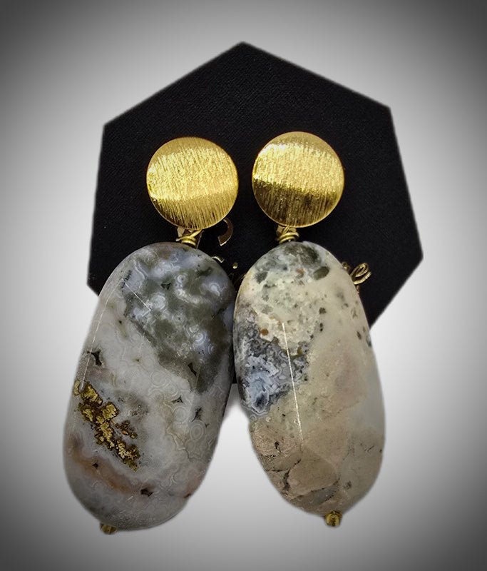 Natural Ocean Jasper Earrings - L.Signature Collection by L.Styles