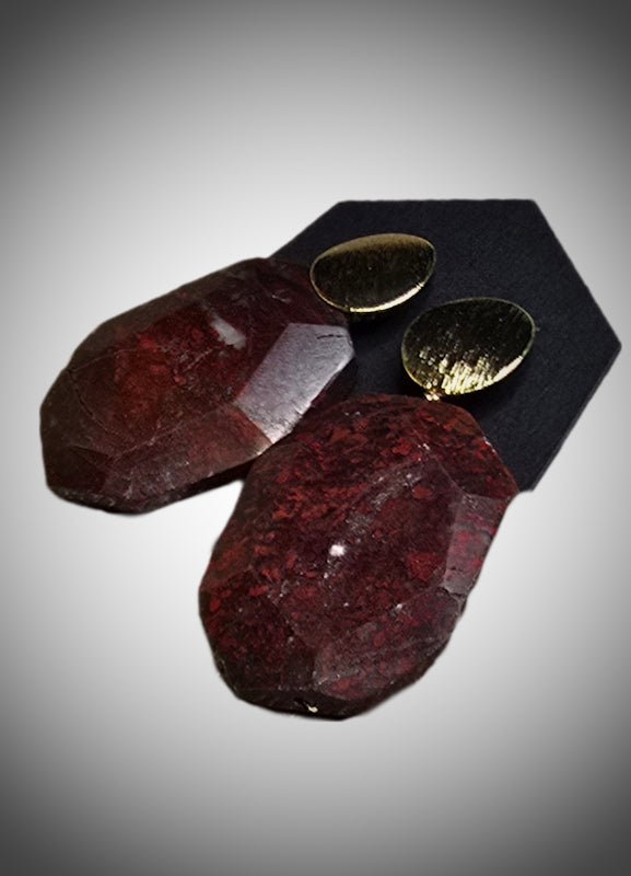 Natural Red Sediment Jasper Earrings - L.Signature Collection by L.Styles