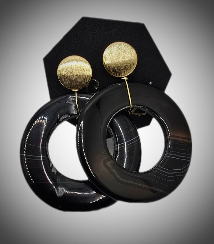 Natural Round Agate Earrings - L.Signature Collection by L.Styles