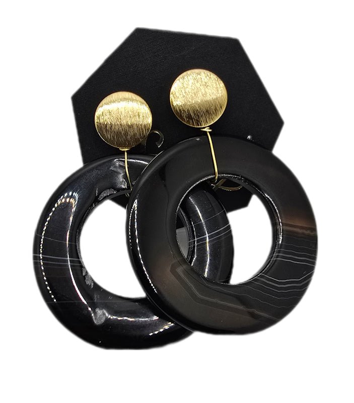 Natural Round Agate Earrings - L.Signature Collection by L.Styles