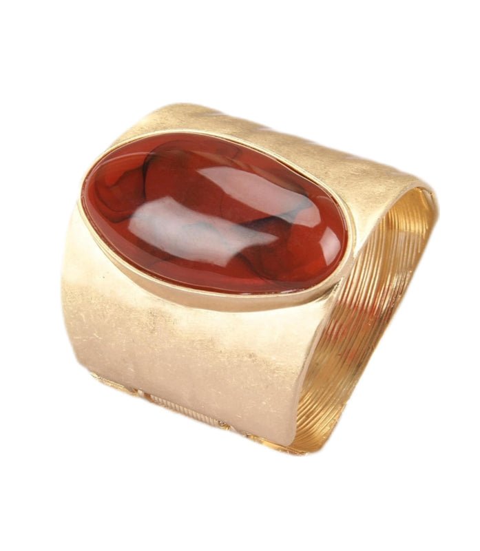 Red Jasper Stone Gold Bangle - L.Signature Collection by L.Styles