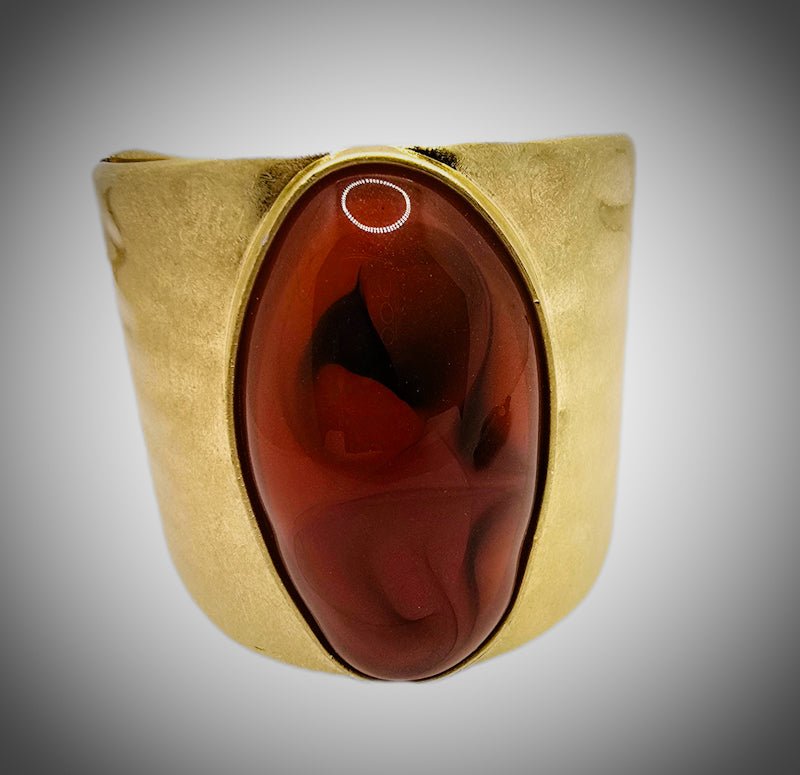 Red Jasper Stone Gold Bangle - L.Signature Collection by L.Styles