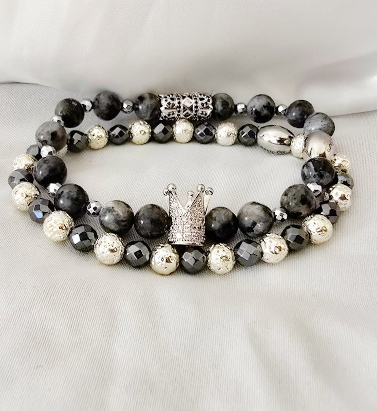 The " Silver" Larvikite Crown Set - L.Signature Collection by L.Styles