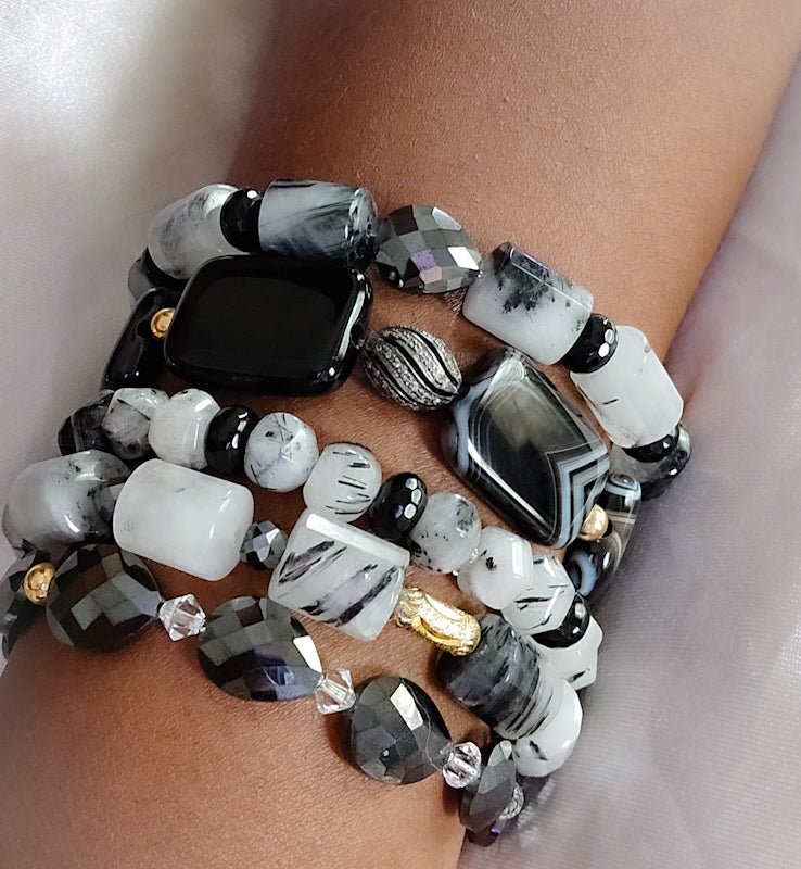 Tourmaline Quartz and Black Onyx Bracelet - L.Signature Collection by L.Styles