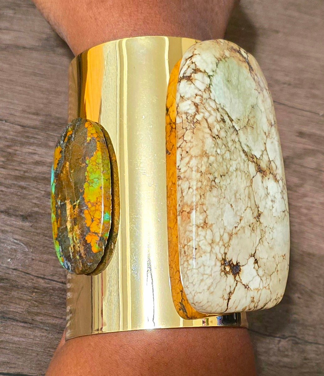 White Turquoise Cuff Bangle - L.Signature Collection by L.Styles