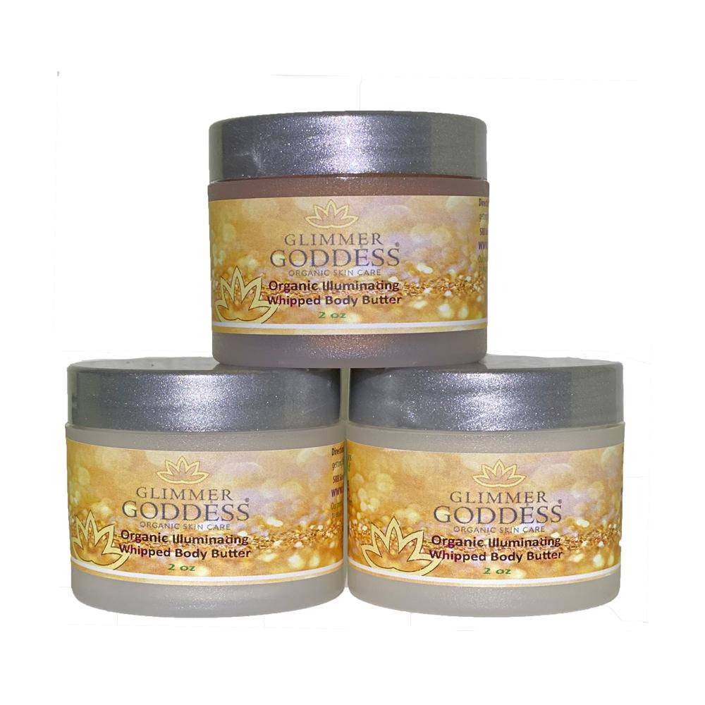 Organic Shimmering Whipped Body Butter Trio Glimmer Goddess® Organic Skin Care