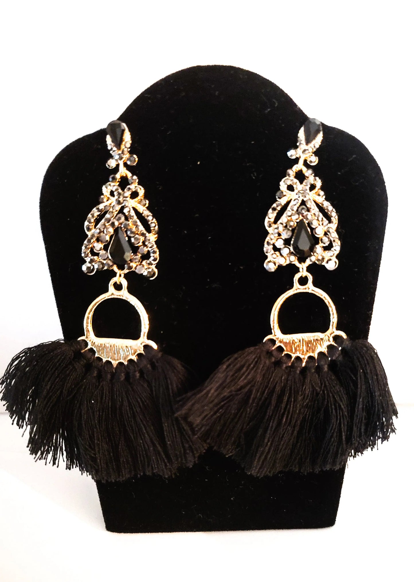 Black Austrian Crystal Tassel Earrings freeshipping - L.Signature Collection by L.Styles