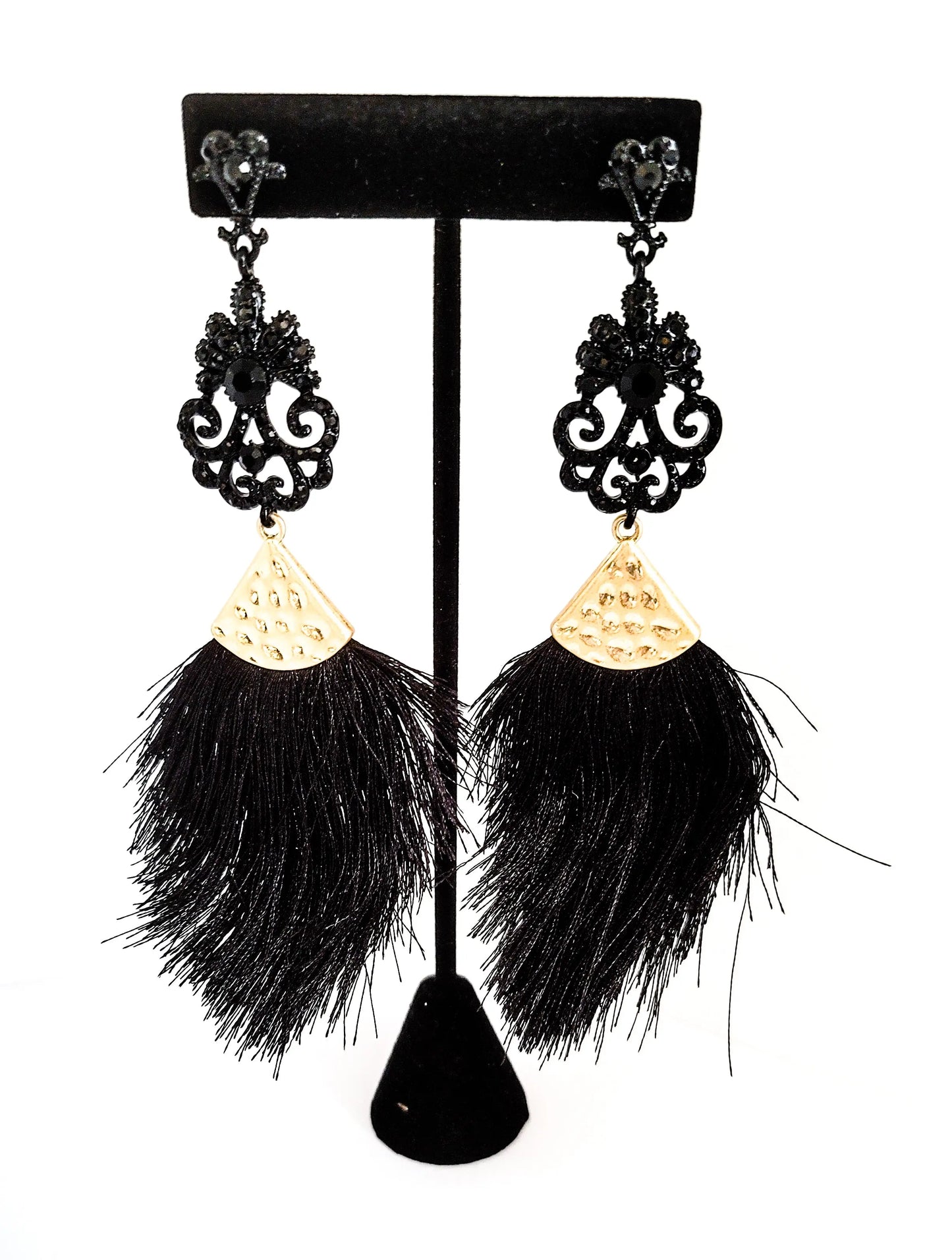 Black and Gold Tassel Earrings L.Signature Collection by L.Styles
