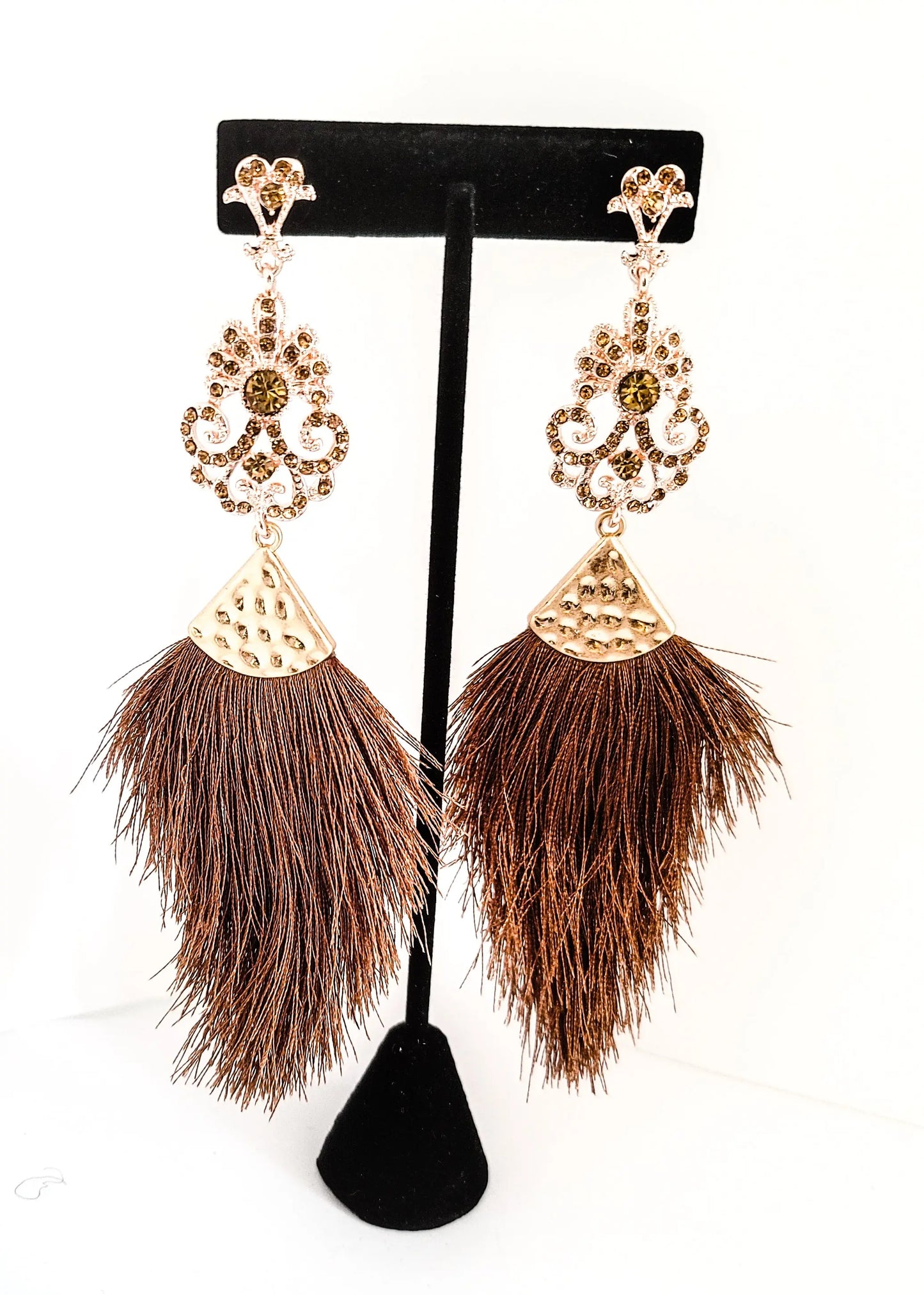 Brown Tassel Earrings L.Signature Collection by L.Styles