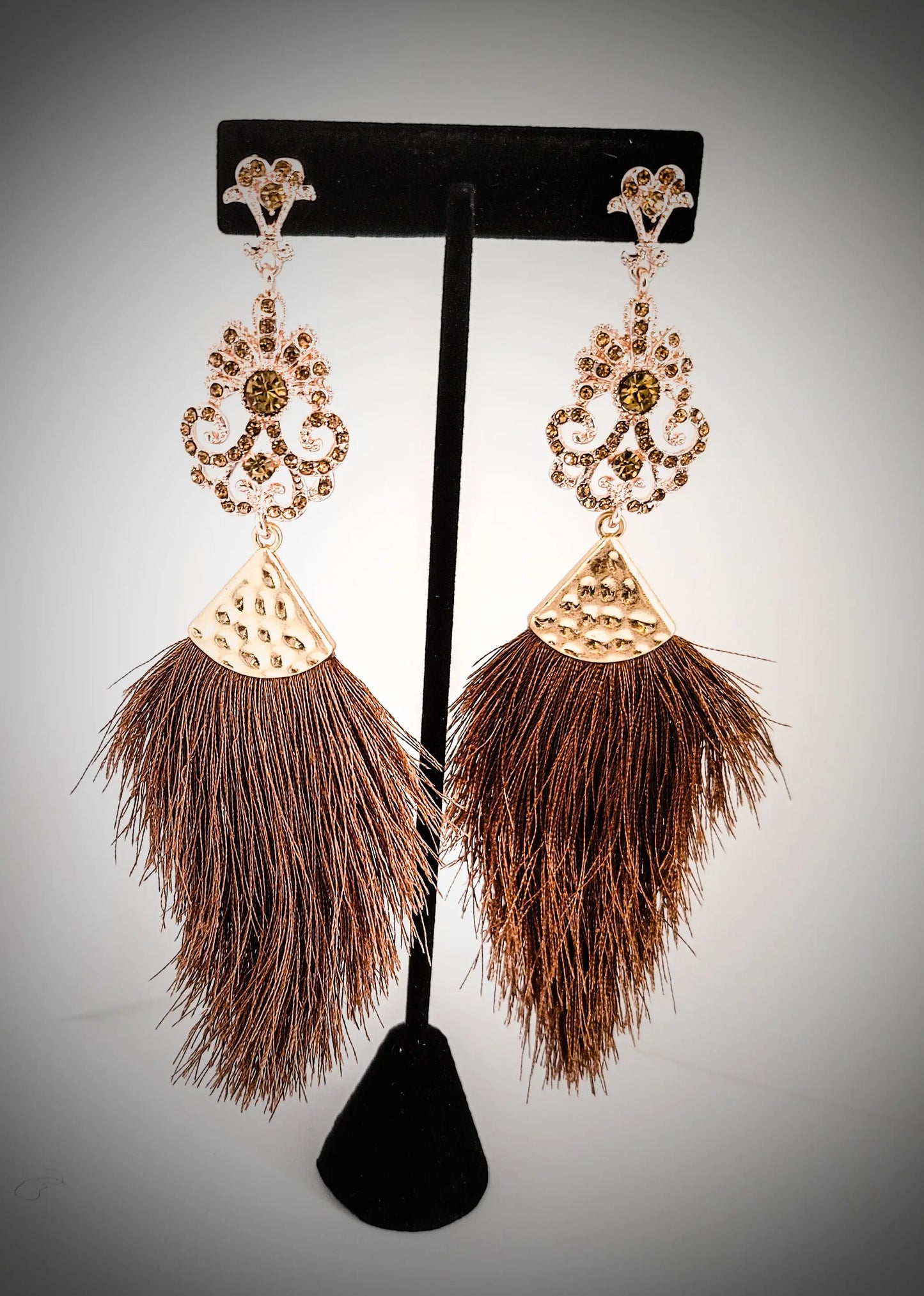 Brown Tassel Earrings L.Signature Collection by L.Styles