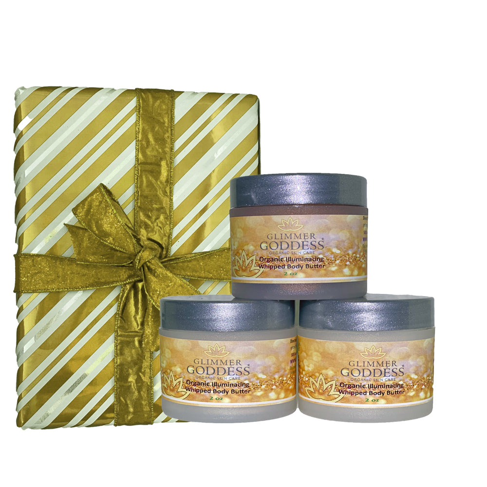Organic Shimmering Whipped Body Butter Trio Glimmer Goddess® Organic Skin Care