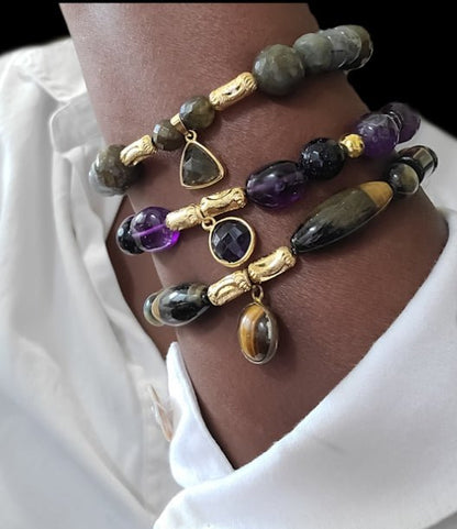 18k Gold plated Amethyst Bracelet L.Signature Collection by L.Styles