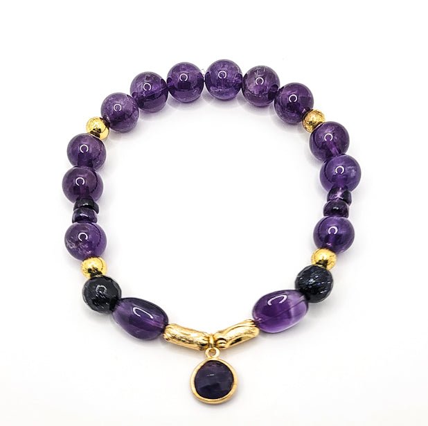 18k Gold plated Amethyst Bracelet L.Signature Collection by L.Styles