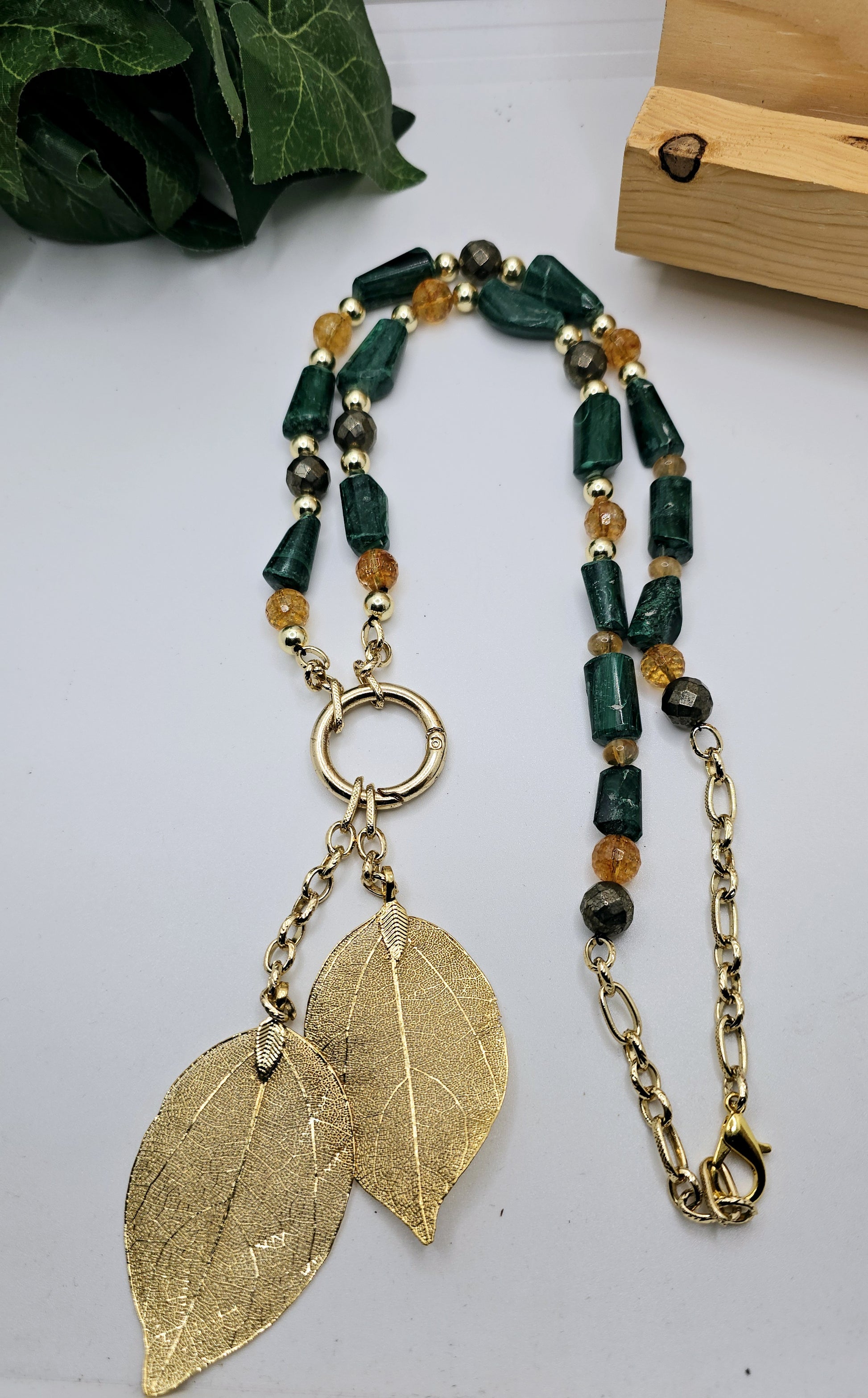 "Abundance Of Wealth" Necklace |Malachite , Citrine, and Pyrite L.Signature Collection by L.Styles