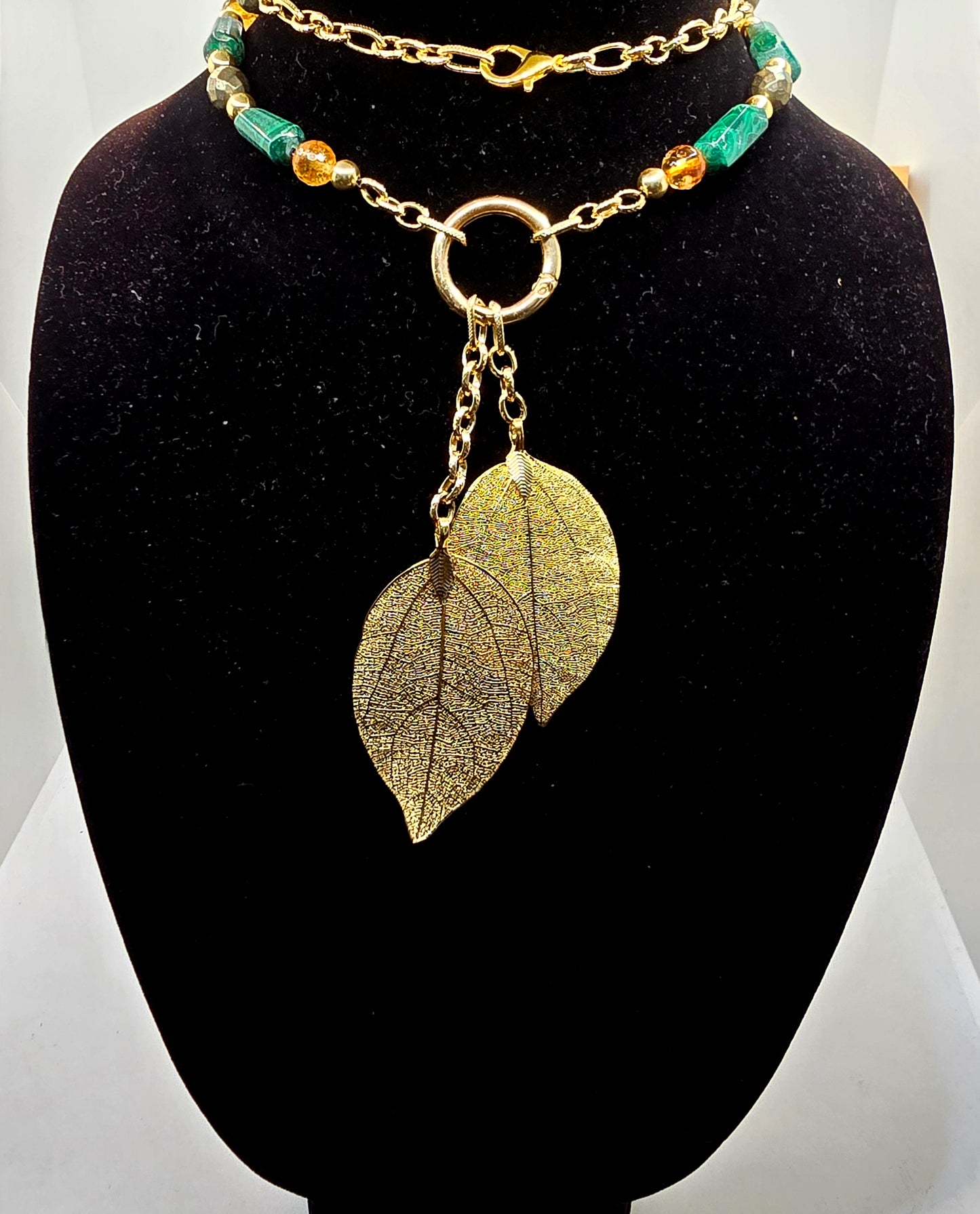 "Abundance Of Wealth" Necklace |Malachite , Citrine, and Pyrite L.Signature Collection by L.Styles