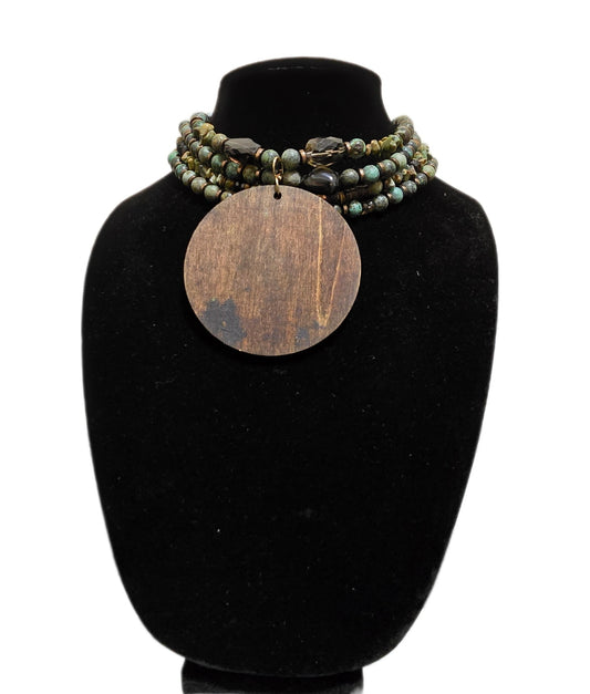 African Turquoise and Smoky Quartz Choker L.Signature Collection by L.Styles