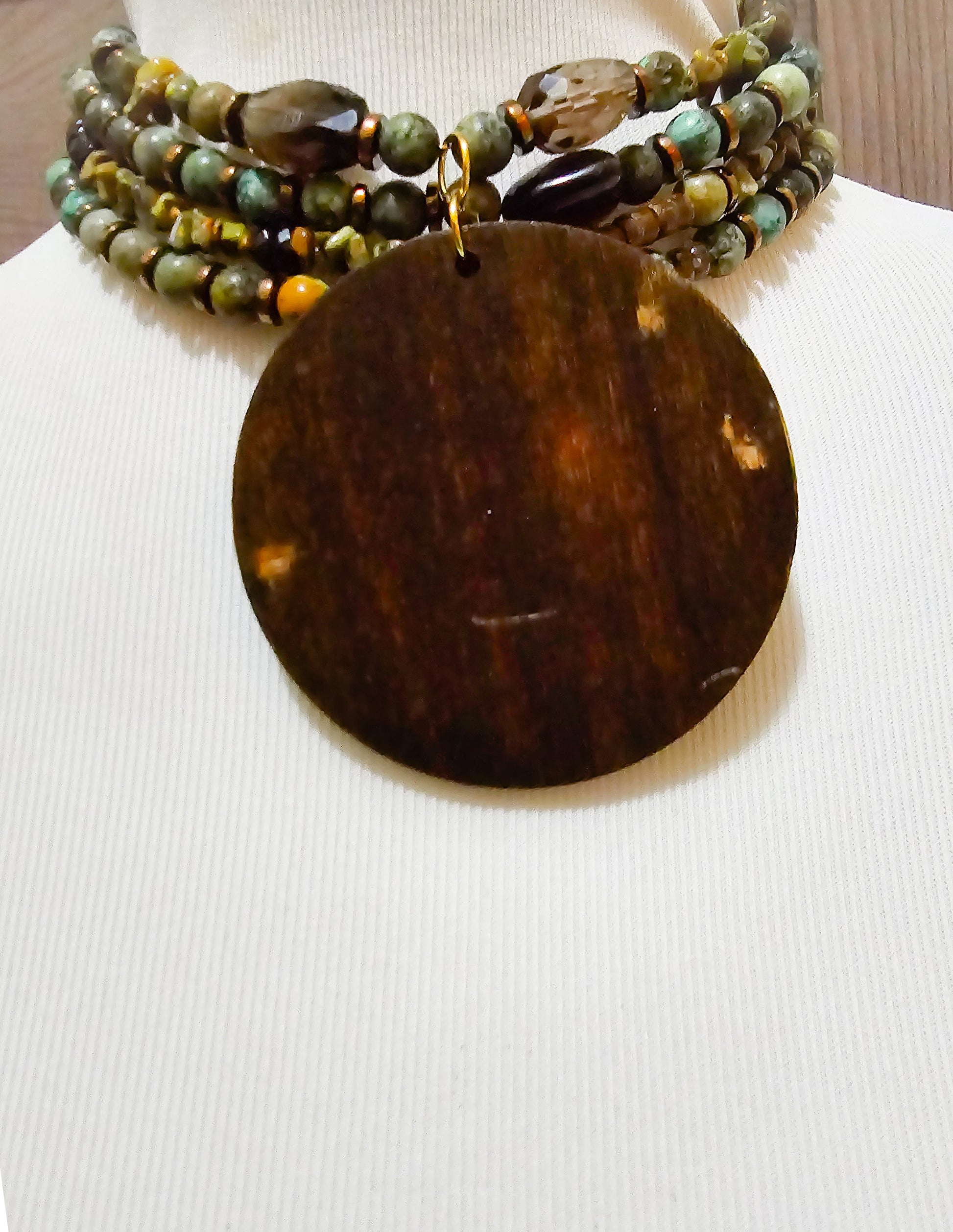 African Turquoise and Smoky Quartz Choker L.Signature Collection by L.Styles