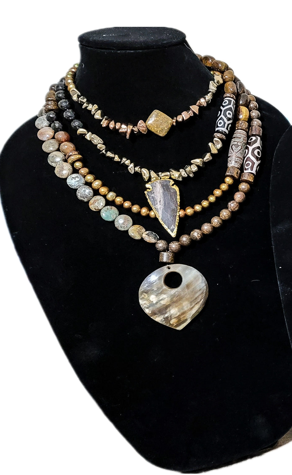 "Brown Baby" Natural Jasper and Pearl Layered Necklace L.Signature Collection by L.Styles