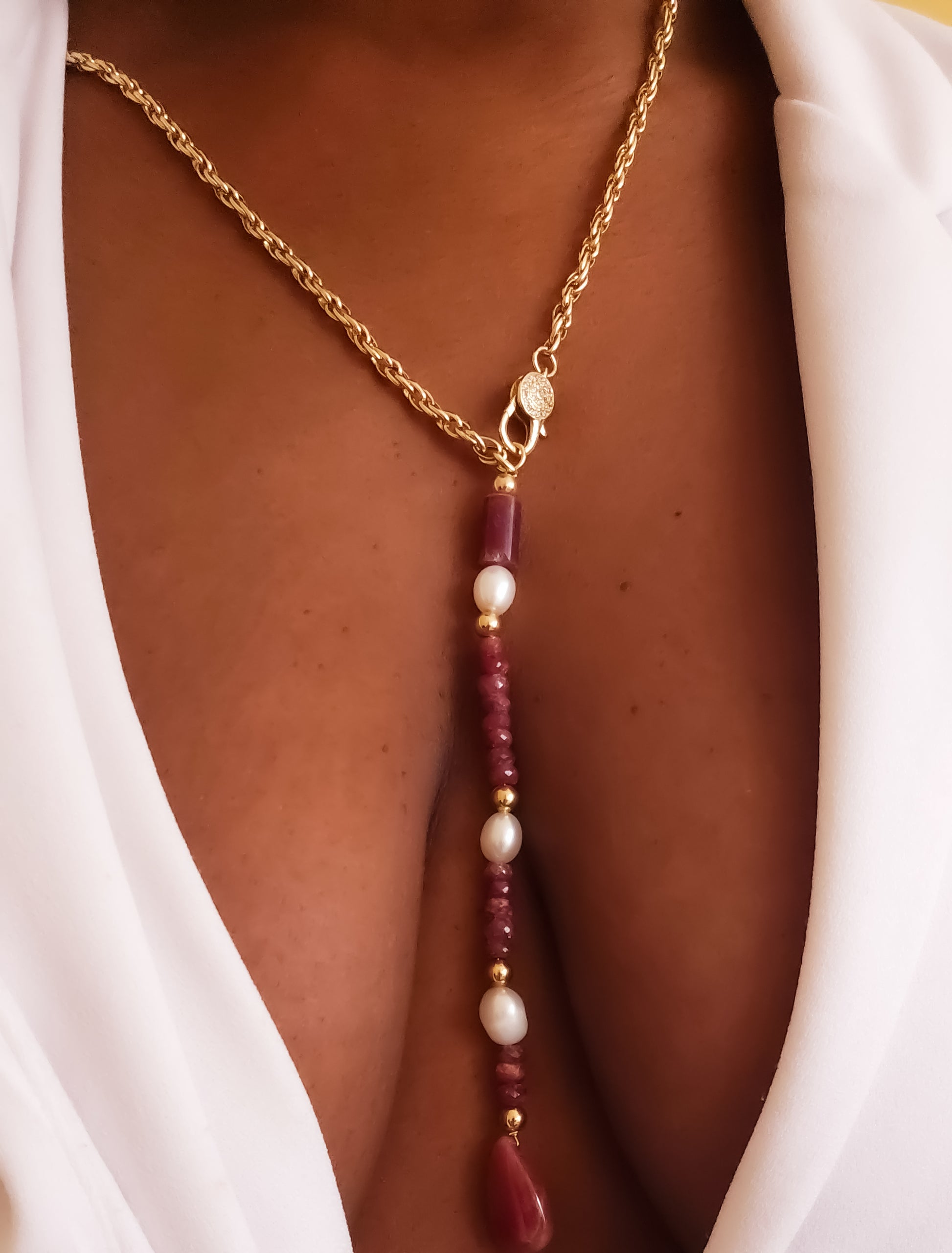 Gemstone Lariat Necklace L.Signature Collection by L.Styles