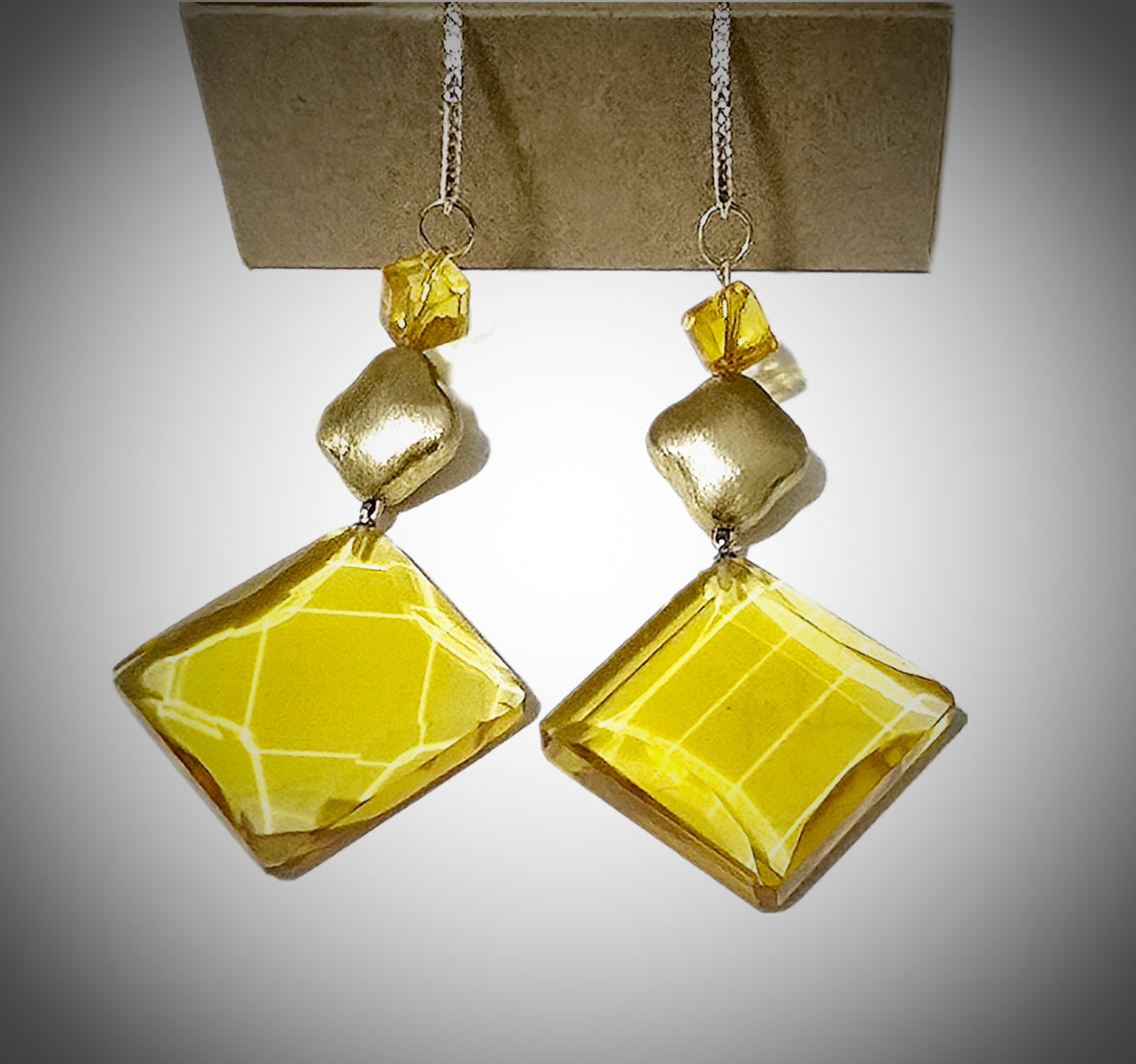 Natural Citrine and Gold over Antique Silver Diamond Drop Earring L.Signature Collection by L.Styles